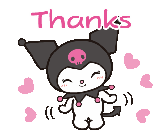 Kuromi moving side to side saying thanks